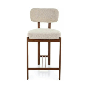 Scaun bar MISAKI H-2, bej deschis/nuc, stofă/metal, 45x44x92 cm