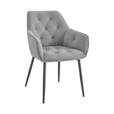 Scaun BEL NEW, gri deschis/negru, stofa catifelata/metal, 58x63x86 cm