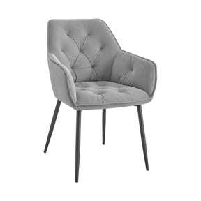 Scaun BEL NEW, gri deschis/negru, stofa catifelata/metal, 58x63x86 cm