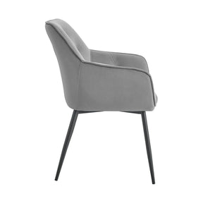 Scaun BEL NEW, stofă catifelata/metal, gri deschis/negru, 58×63×86 cm