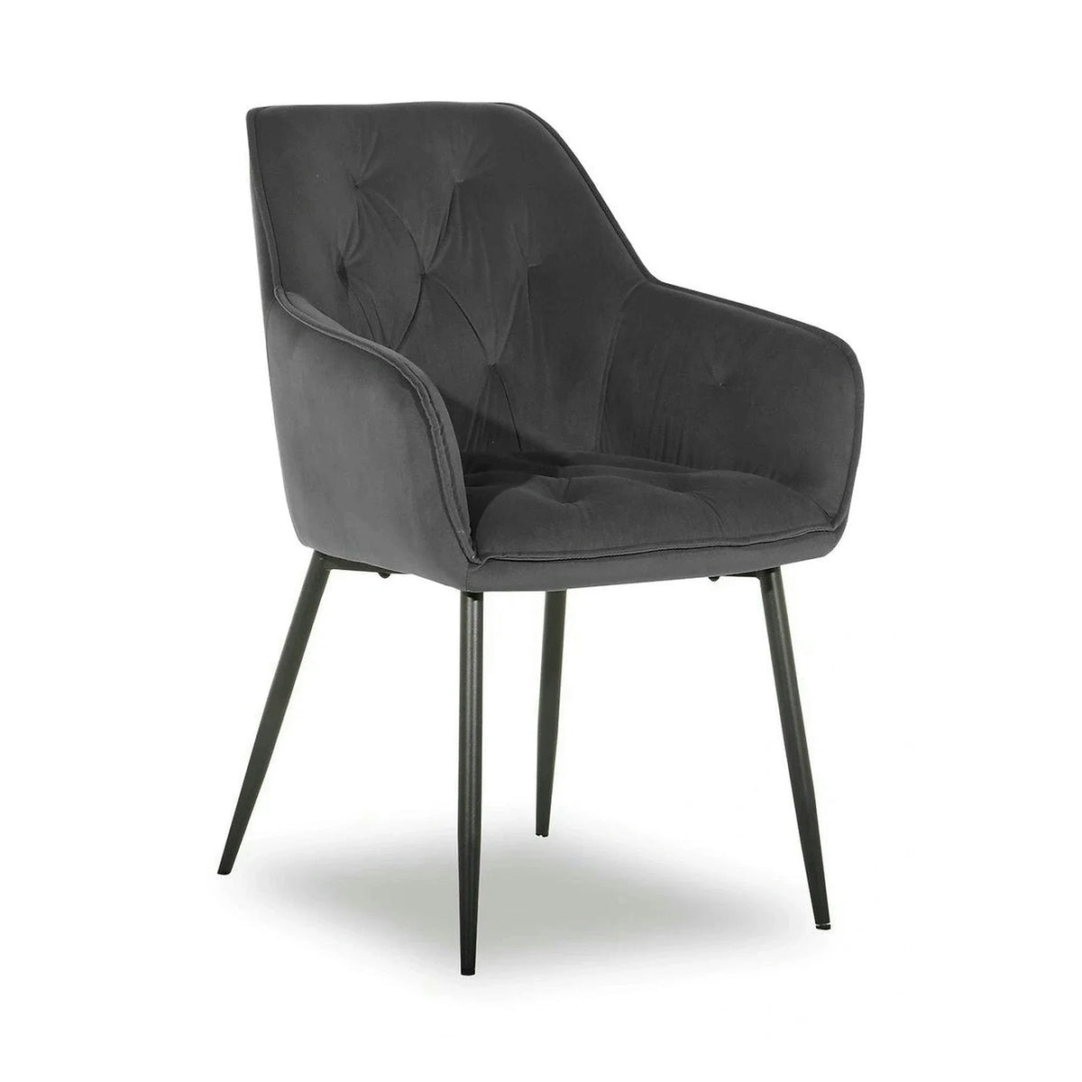 Scaun BEL NEW, gri inchis/negru, stofa catifelata/metal, 58x63x86 cm