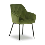Scaun BEL NEW, stofă catifelata/metal, verde/negru, 58×63×86 cm