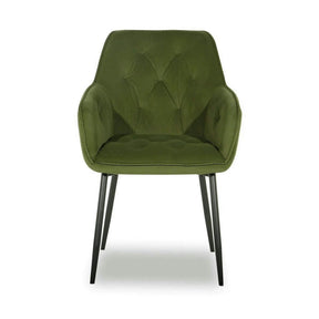 Scaun BEL NEW, stofă catifelata/metal, verde/negru, 58×63×86 cm