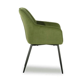 Scaun BEL NEW, stofă catifelata/metal, verde/negru, 58×63×86 cm