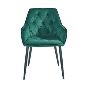 Scaun BEL, stofă catifelata/metal, verde smarald/negru, 58×63×86 cm