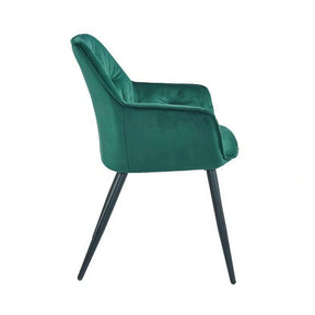 Scaun BEL, stofă catifelata/metal, verde smarald/negru, 58×63×86 cm