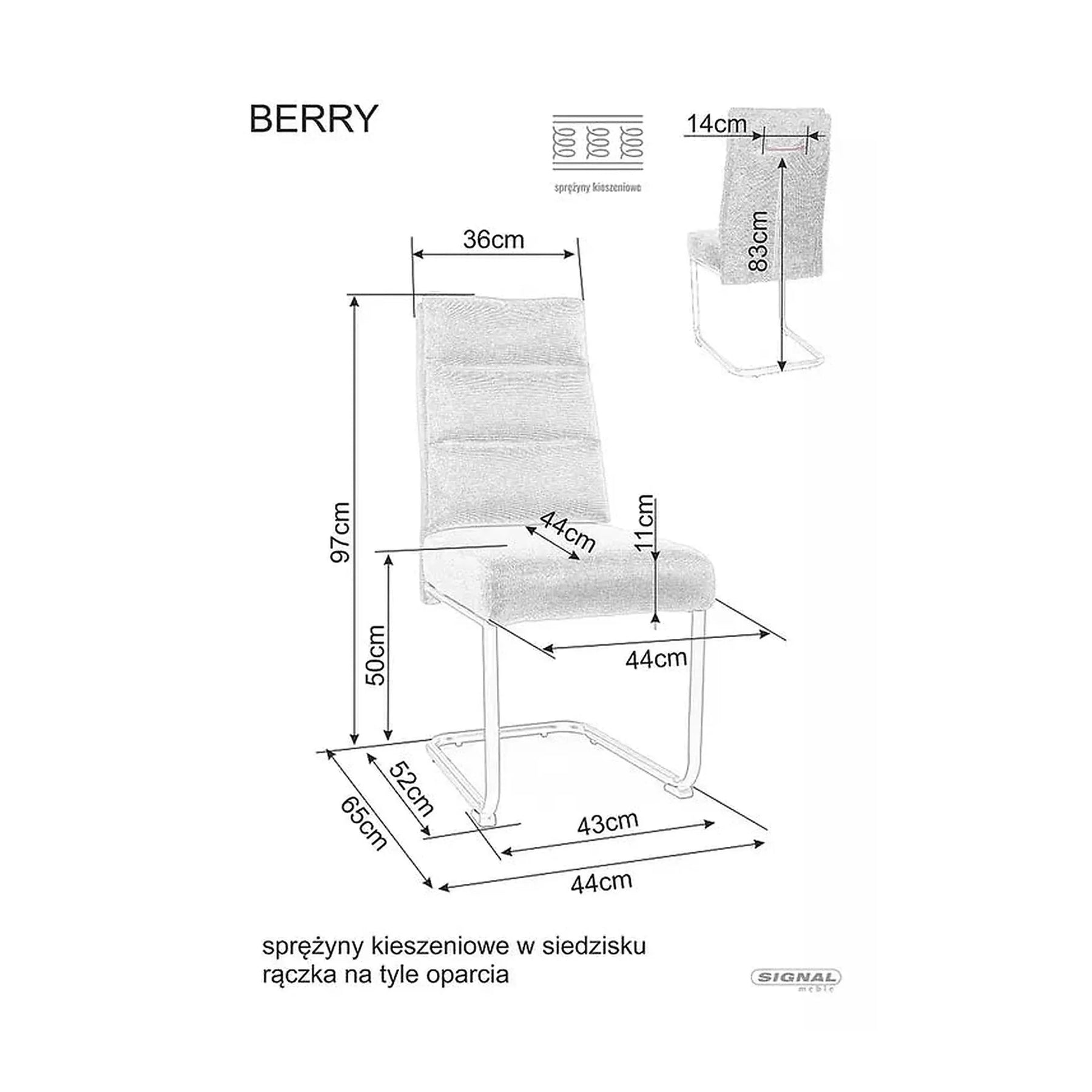 Scaun BERRY, stofă/metal, gri închis - Brego 18/negru, 44×44×97 cm