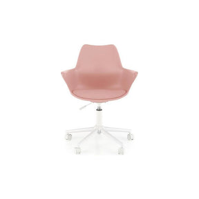 Scaun birou roz cu bază albă, ideal pentru un birou modern – primabucata