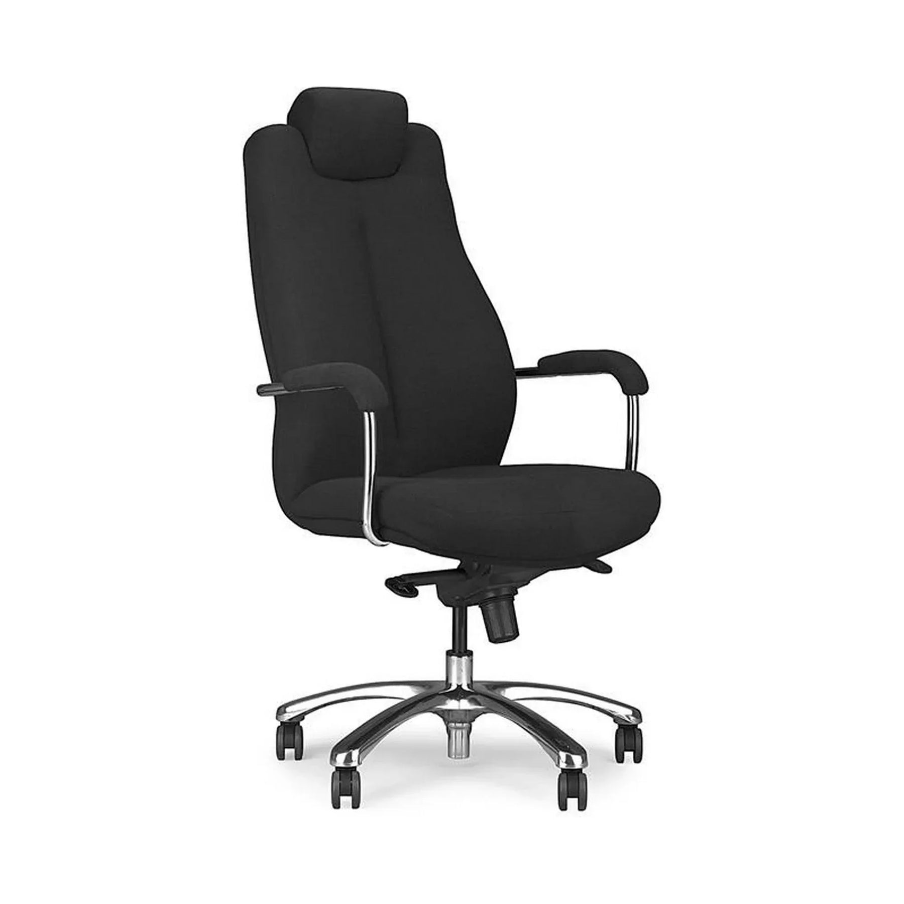 Scaun birou negru cu detalii cromate, ideal pentru un birou modern – primabucata