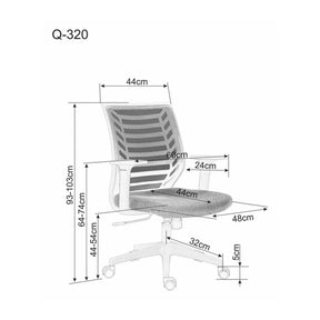 Scaun birou Q-320, roz/gri, stofa/plastic, 60x44x93/103 cm