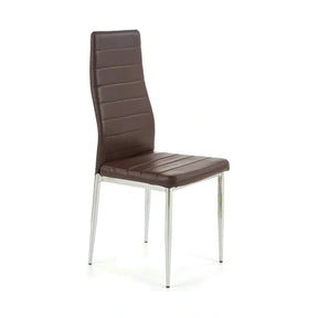 Scaun bucatarie K70, piele ecologică/metal, maro închis/gri, 41×50×98 cm