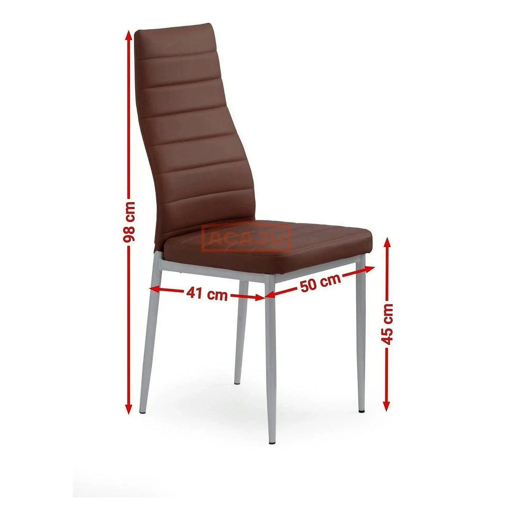 Scaun bucatarie K70, piele ecologică/metal, maro închis/gri, 41×50×98 cm
