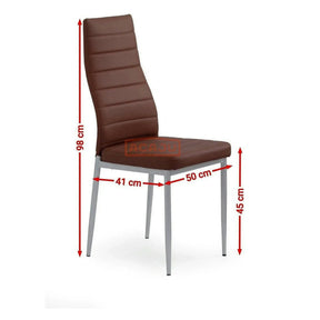 Scaun bucatarie K70, piele ecologică/metal, maro închis/gri, 41×50×98 cm