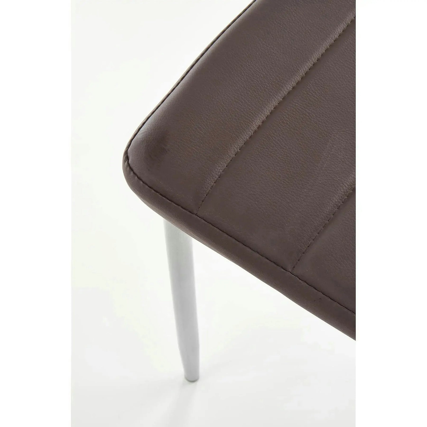 Scaun bucatarie K70, piele ecologică/metal, maro închis/gri, 41×50×98 cm