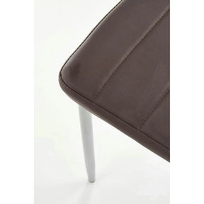 Scaun bucatarie K70, piele ecologică/metal, maro închis/gri, 41×50×98 cm