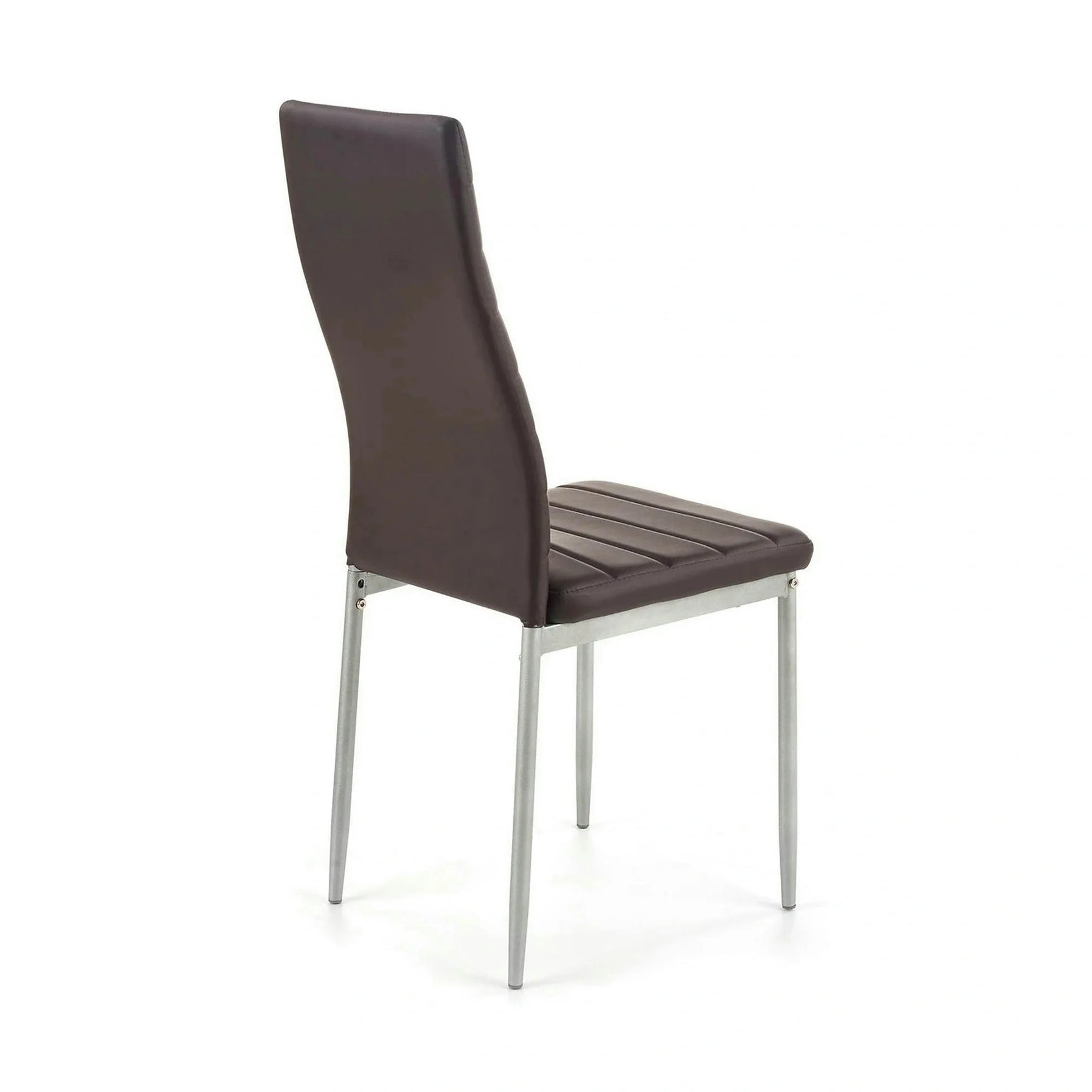 Scaun bucatarie K70, piele ecologică/metal, maro închis/gri, 41×50×98 cm