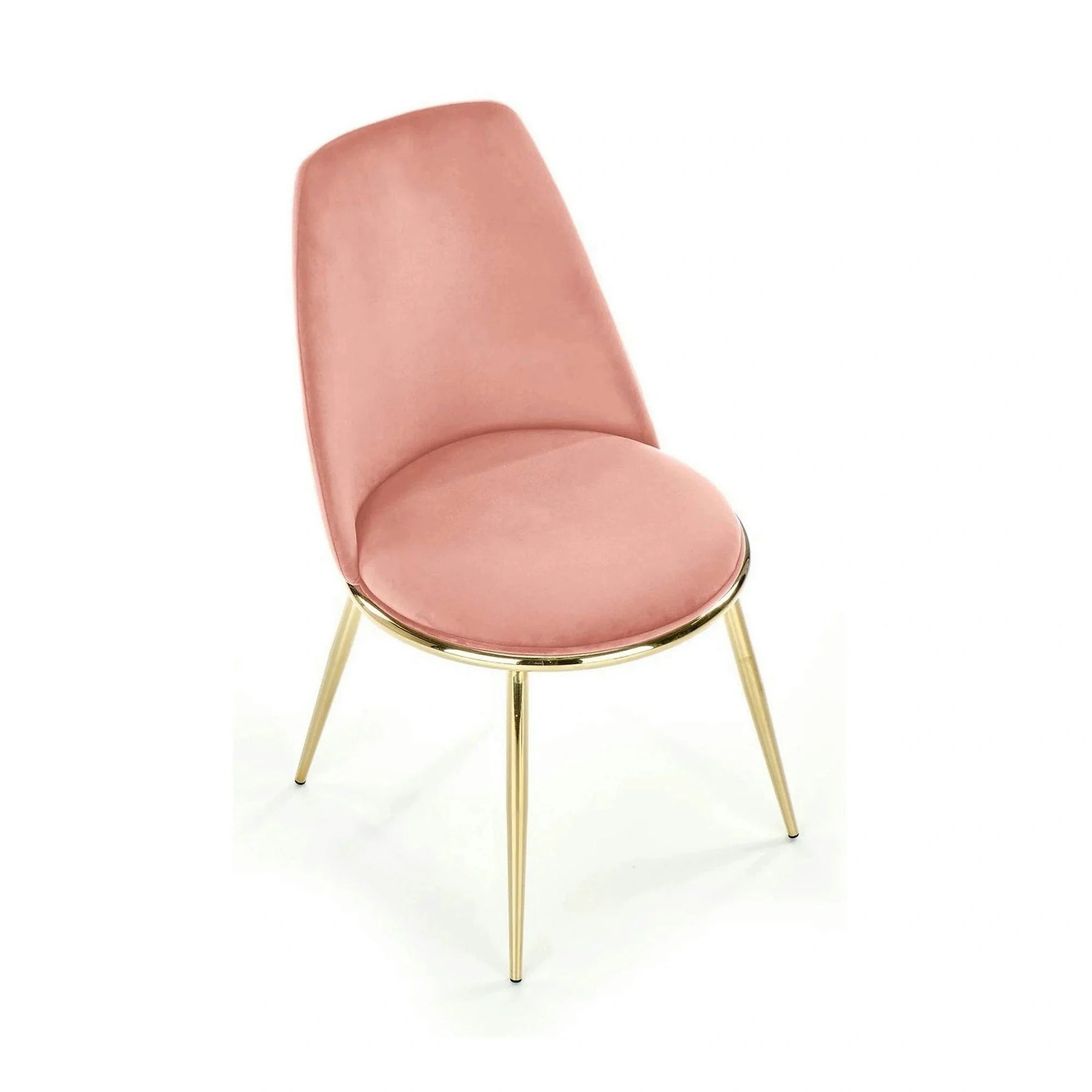 Scaun dining roz K460, stofă catifelata/metal, roz - Bluvel 52/auriu, 49×54×84 cm
