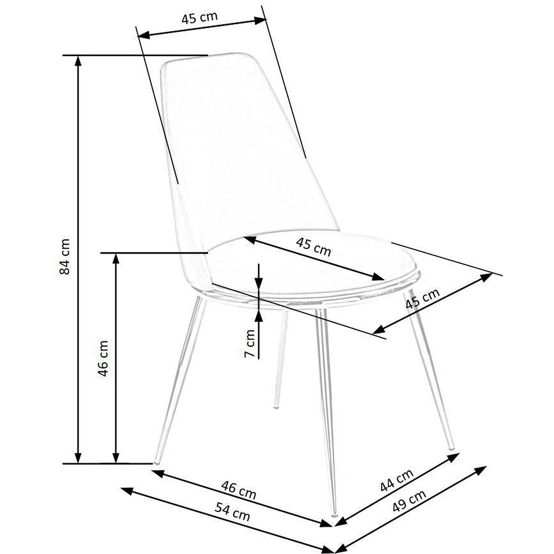 Scaun dining roz K460, stofă catifelata/metal, roz - Bluvel 52/auriu, 49×54×84 cm