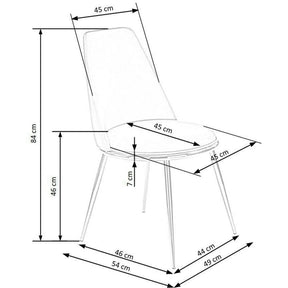 Scaun dining roz K460, stofă catifelata/metal, roz - Bluvel 52/auriu, 49×54×84 cm