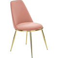 Scaun dining roz K460, stofă catifelata/metal, roz - Bluvel 52/auriu, 49×54×84 cm