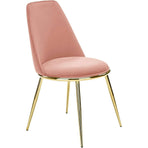 Scaun dining roz K460, stofă catifelata/metal, roz - Bluvel 52/auriu, 49×54×84 cm