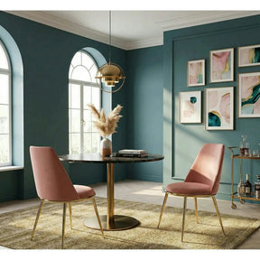 Scaun dining roz K460, stofă catifelata/metal, roz - Bluvel 52/auriu, 49×54×84 cm