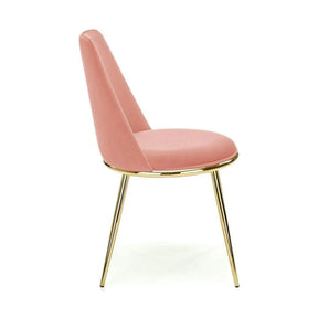 Scaun dining roz K460, stofă catifelata/metal, roz - Bluvel 52/auriu, 49×54×84 cm