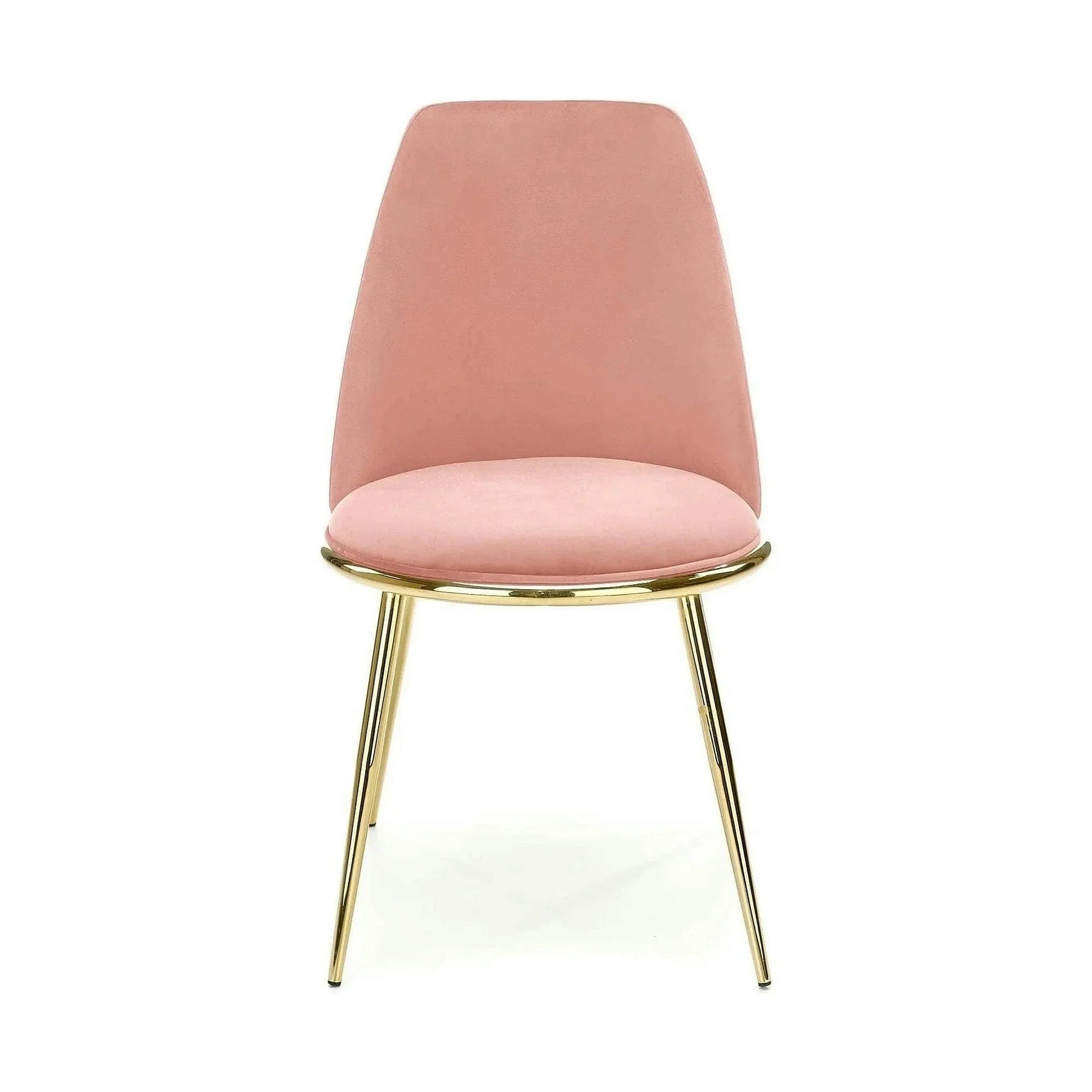 Scaun dining roz K460, stofă catifelata/metal, roz - Bluvel 52/auriu, 49×54×84 cm