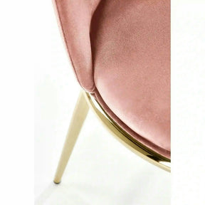 Scaun dining roz K460, stofă catifelata/metal, roz - Bluvel 52/auriu, 49×54×84 cm