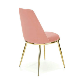 Scaun dining roz K460, stofă catifelata/metal, roz - Bluvel 52/auriu, 49×54×84 cm