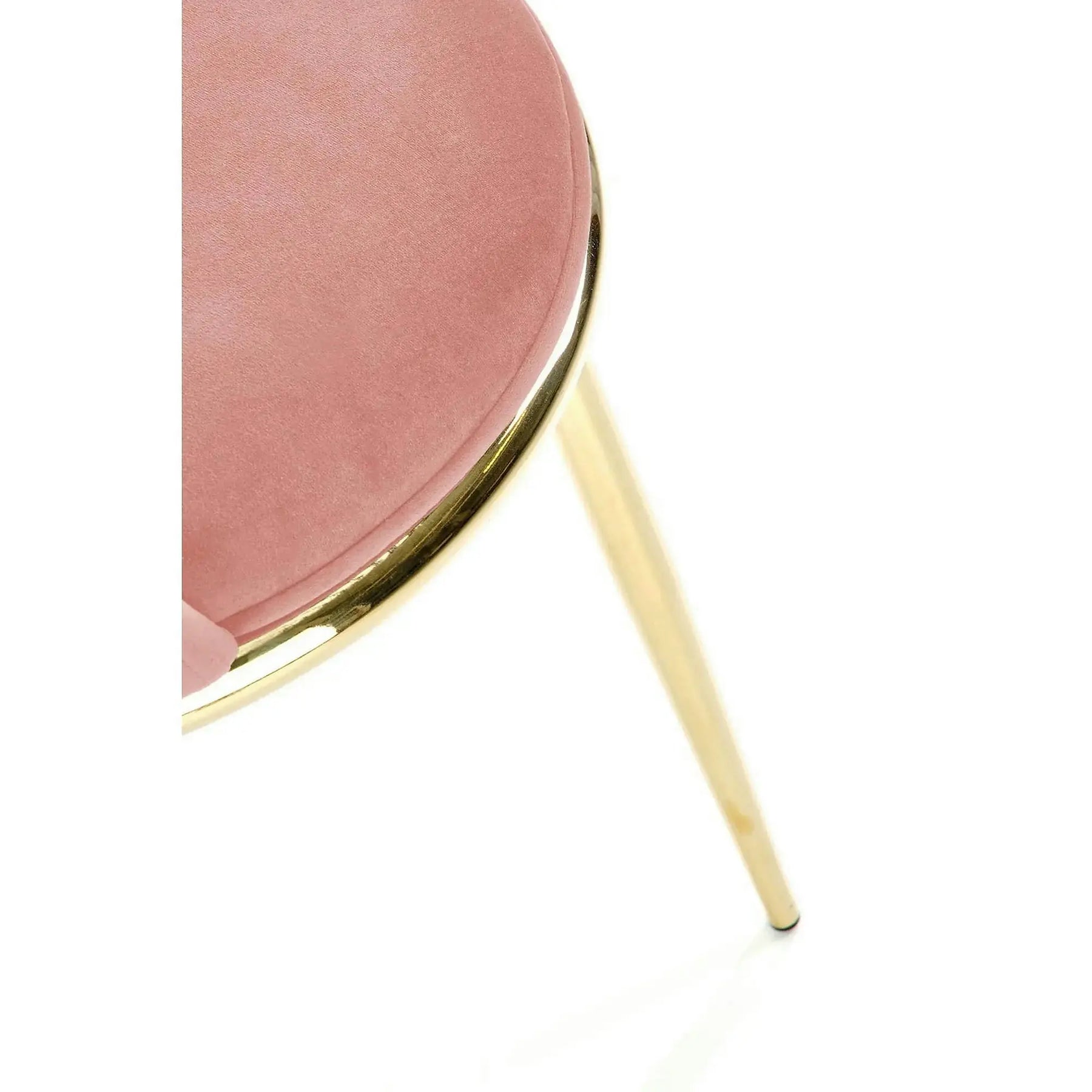 Scaun dining roz K460, stofă catifelata/metal, roz - Bluvel 52/auriu, 49×54×84 cm