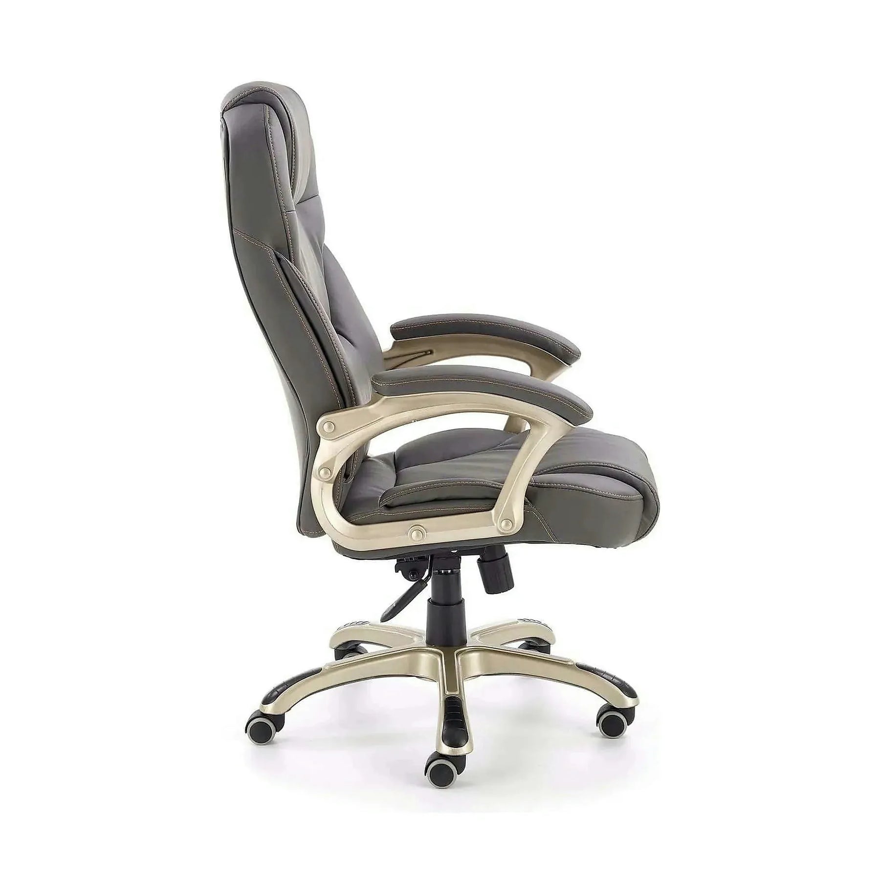 Scaun directorial DESMOND, piele ecologică/cauciuc, gri, 67×70×112-119 cm
