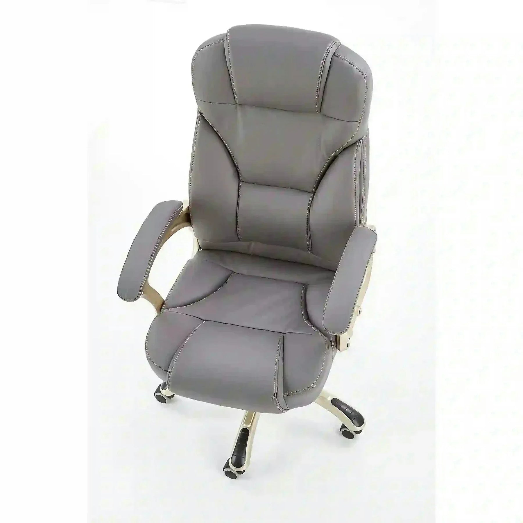 Scaun directorial DESMOND, piele ecologică/cauciuc, gri, 67×70×112-119 cm