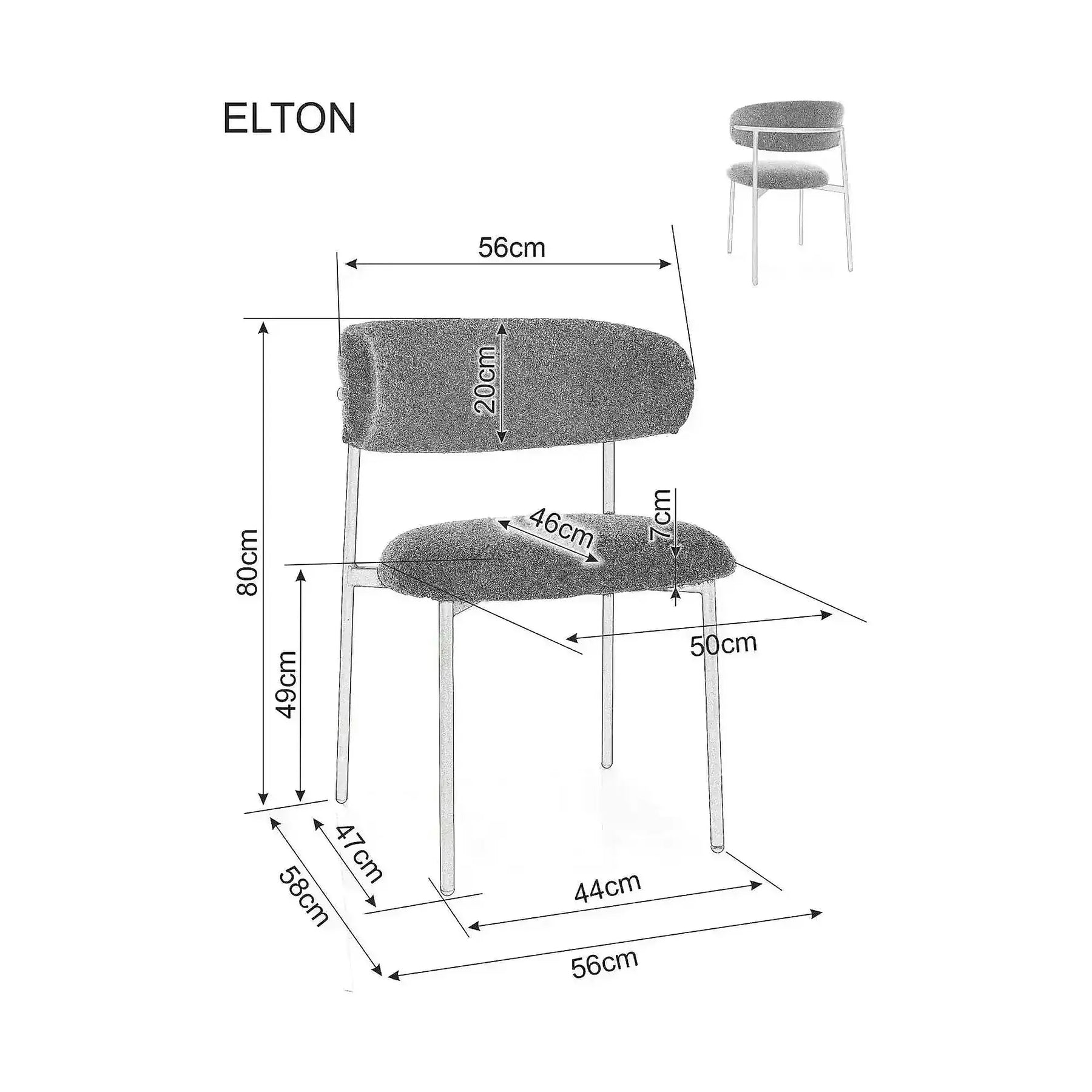 Scaun ELTON II, stofă clasică/metal, bej deschis - Tap. 255/stejar, 56×46×80 cm