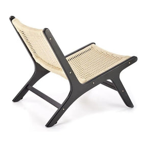 Scaun de grădină bej deschis cu structură neagră, ideal pentru relaxare în aer liber – primabucata