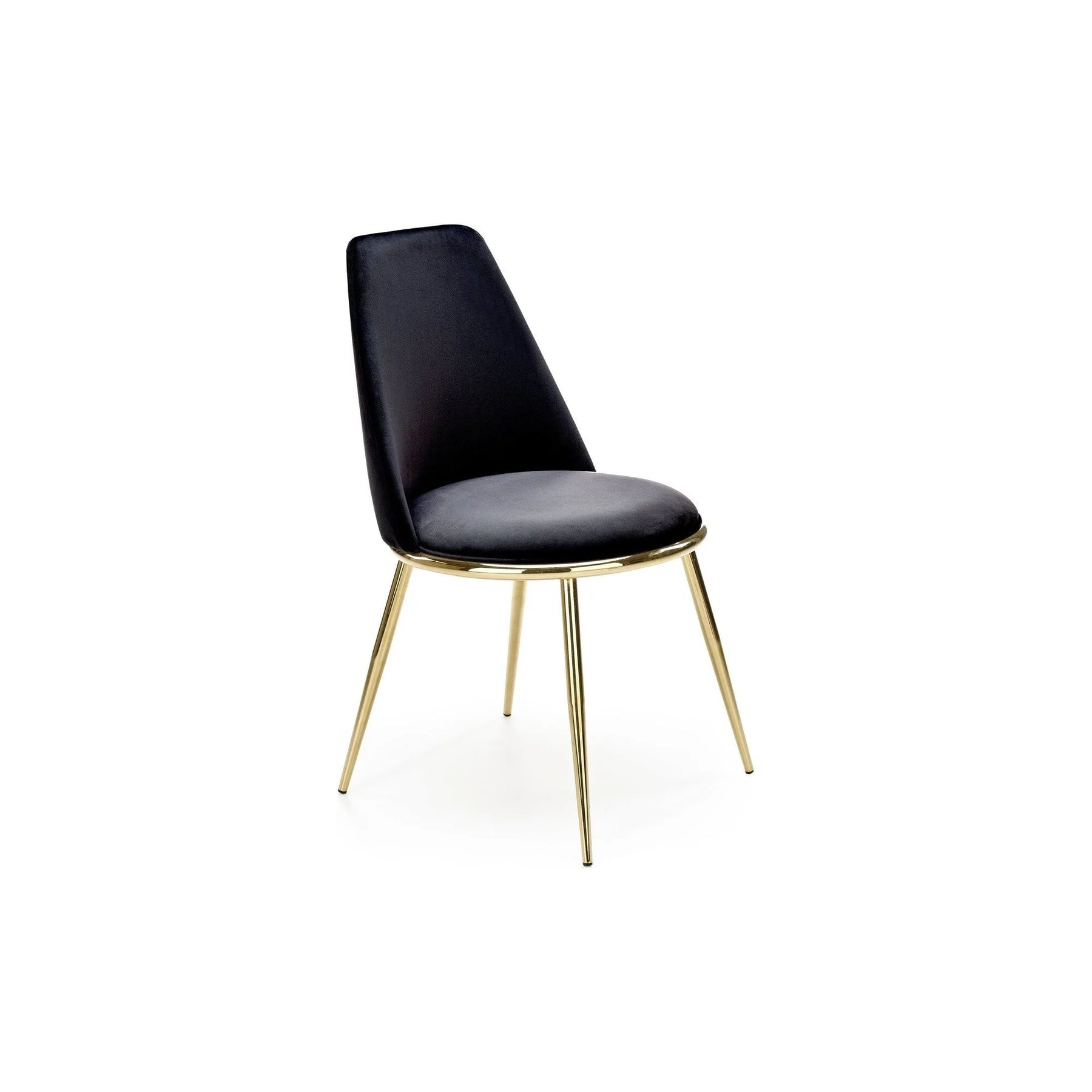 Scaun negru cu picioare aurii, elegant, ideal pentru un living modern – primabucata