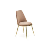 Scaun bej cu picioare aurii, elegant, ideal pentru dining – primabucata