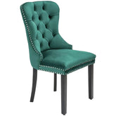 Scaun elegant verde cu detalii negre, ideal pentru dining sau living – primabucata