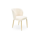 Scaun alb murdar cu picioare aurii, ideal pentru un living modern – primabucata