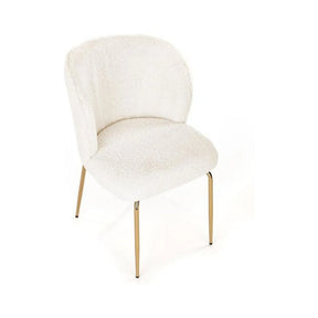 Scaun alb murdar cu picioare aurii, ideal pentru living modern – primabucata