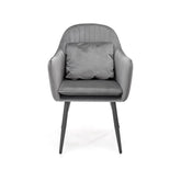 Scaun modern gri cu perna decorativă, ideal pentru living – primabucata