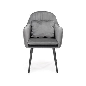 Scaun modern gri cu perna decorativă, ideal pentru living – primabucata