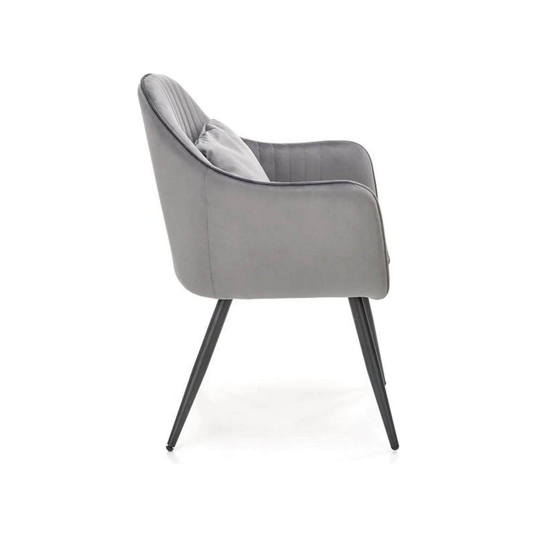 Scaun gri cu detalii negre, ideal pentru living modern – primabucata