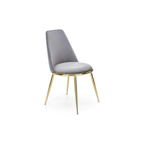 Scaun gri cu picioare aurii, elegant, ideal pentru dining sau living – primabucata
