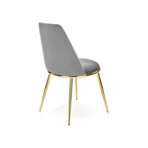 Scaun gri cu picioare aurii, elegant, potrivit pentru living – primabucata