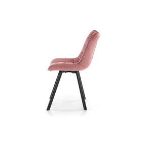 Scaun roz cu picioare negre, elegant, potrivit pentru dining sau birou – primabucata