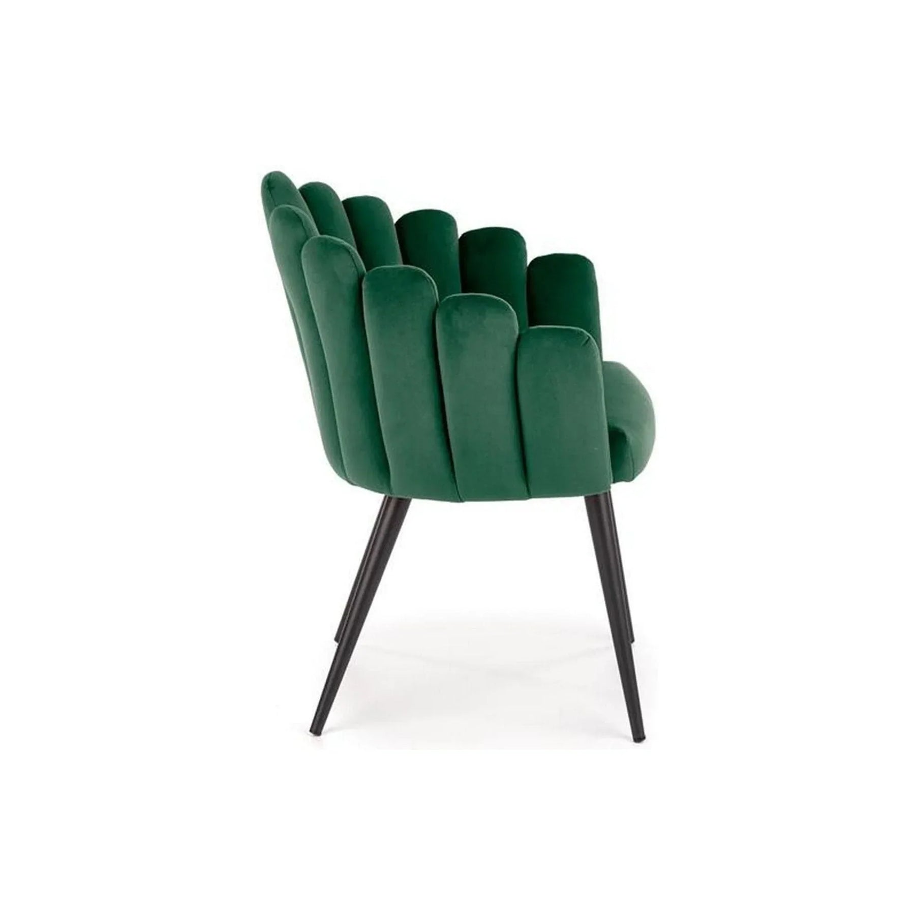 Scaun verde elegant, cu picioare negre, perfect pentru living – primabucata