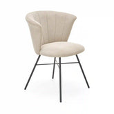 Scaun bej cu picioare negre, ideal pentru un living modern – primabucata