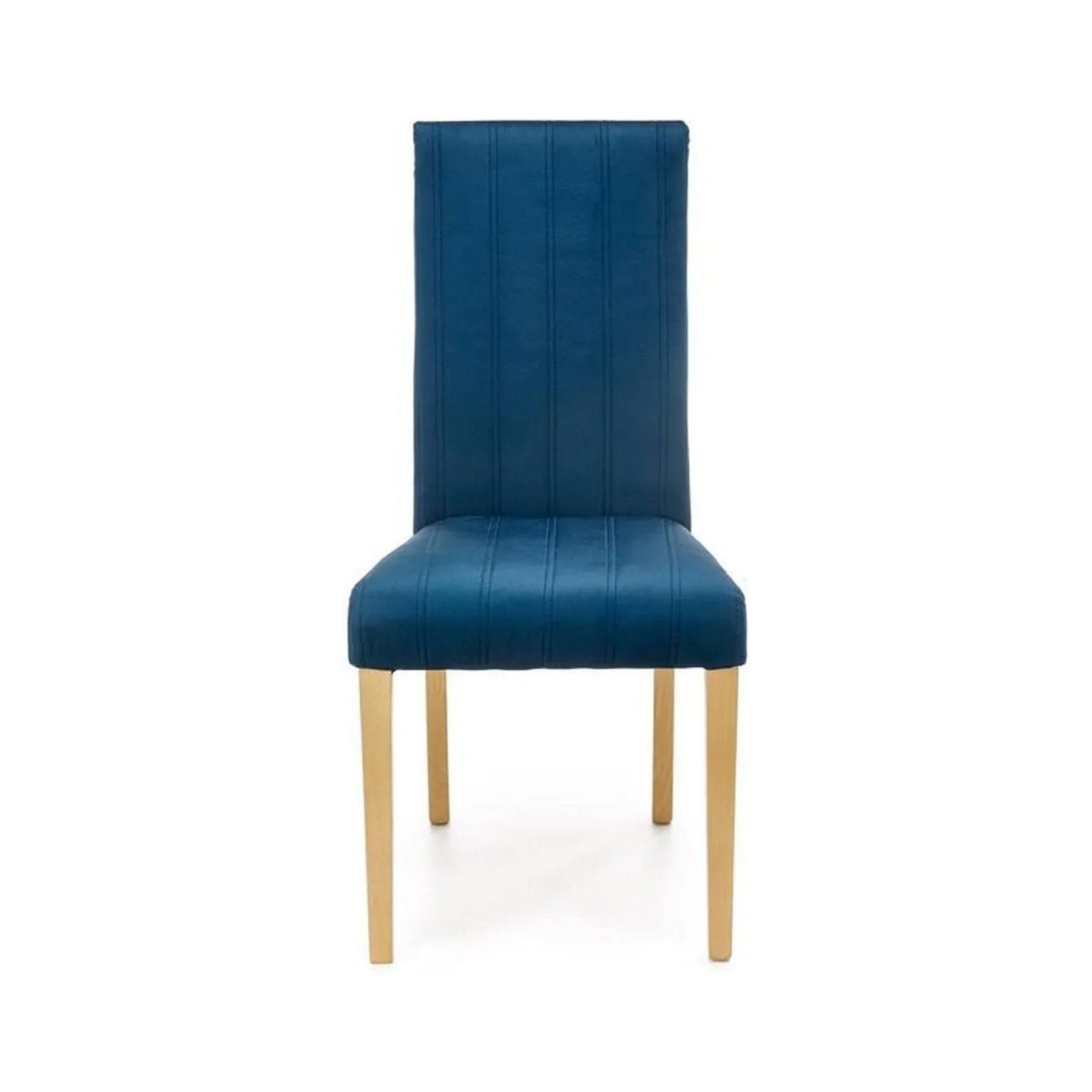 Scaun albastru cu picioare din stejar, ideal pentru dining modern – primabucata