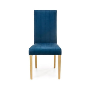 Scaun albastru cu picioare din stejar, ideal pentru dining modern – primabucata